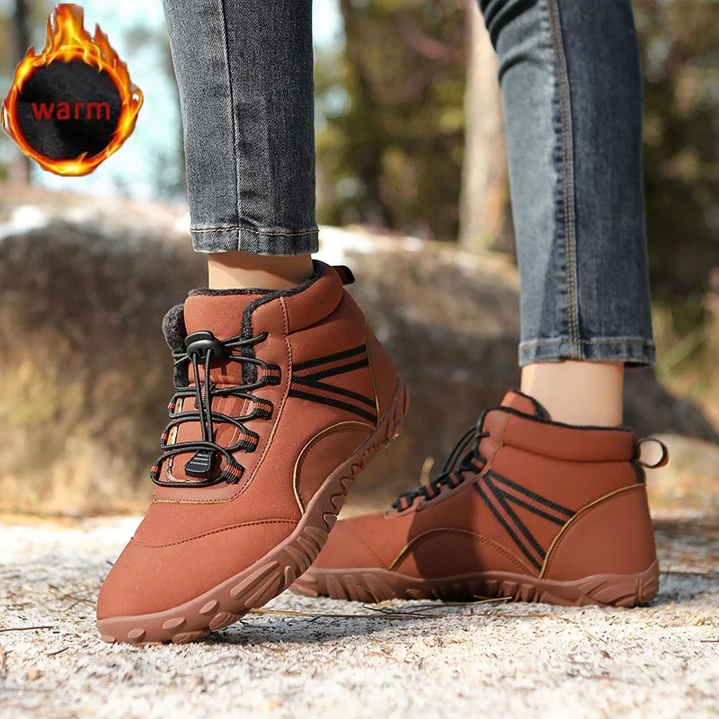 Nuovi stivali da neve da uomo invernali all'aperto Scarpe da trekking alte antiscivolo impermeabili Stivaletti casual da donna Stivali in cotone a punta larga