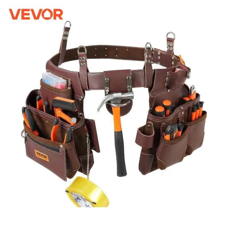 VEVOR Multi Pockets Tool Belt Adjustable Size Heavy Duty Detachable Tool Pouch Bag for Electrician Carpenter Woodworker Framer