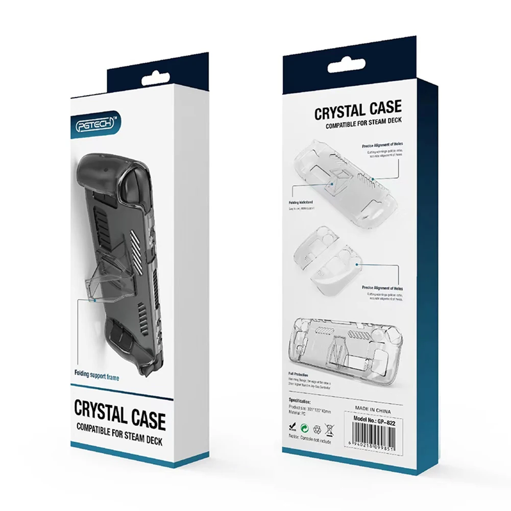 Transparent Crystal Clear Protective Cover Accessories Protective Cover Shell Replacement Detachable with Support for Steam Deck