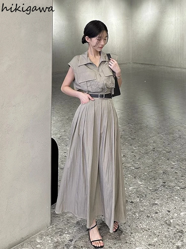 2024 Faldas Mujer De Moda Korean Chic Skirts Women High Waist Solid Color Summer Jupe Vintage Loose Temperament Pleated Skirt