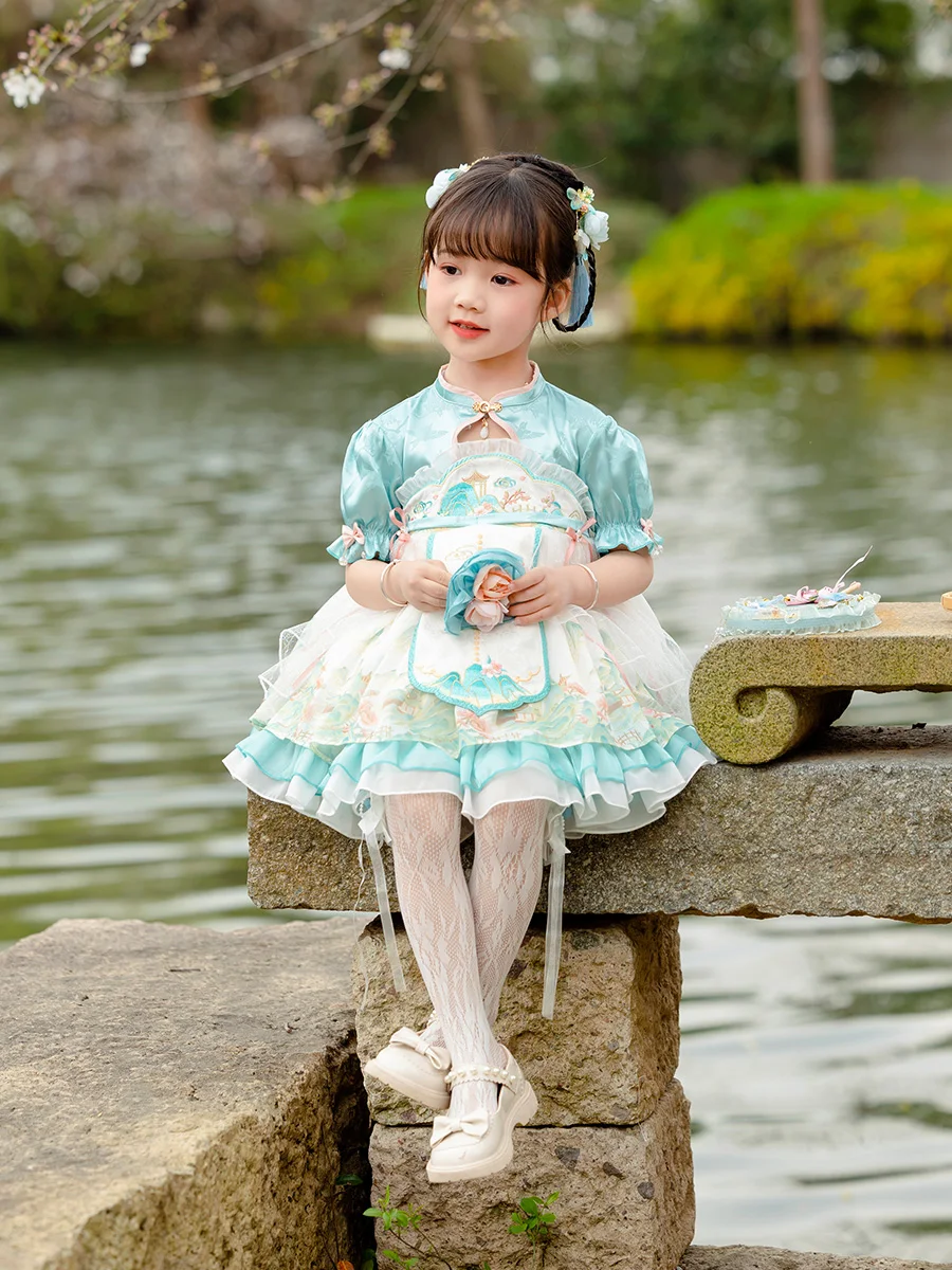 Qianli Jiangshan Hanfu Girls' Summer Dress Girl Lolita Dress Super Fairy Dress Chinese Style Tang Suit