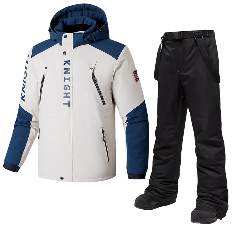 Traje de esquí de talla grande 8XL para hombre, chaquetas de esquí de lana cálidas para invierno, pantalones, abrigo de nieve a prueba de viento, conjunto de ropa de Snowboard para exteriores, monos para marido