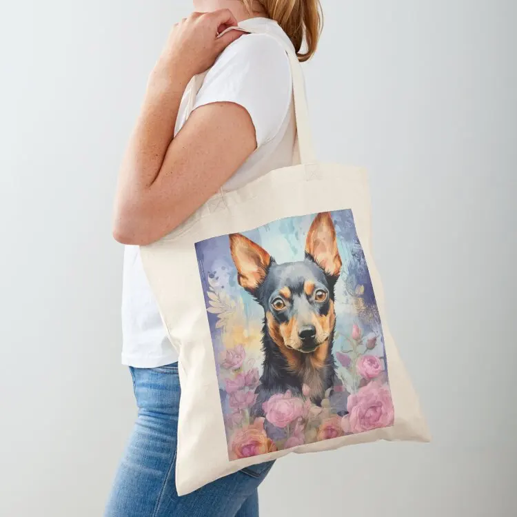 

cute Miniature Pinscher Dog Artwork Watercolor Tote Bag Custom bag canvas bags eco pack tote bag men