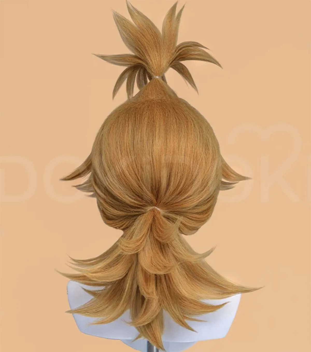Anime Remlin Tysark Cosplay Wig Golden Brown Spiky Mid-length Hair Heat Resistant Synthetic Hair Halloween Role Play