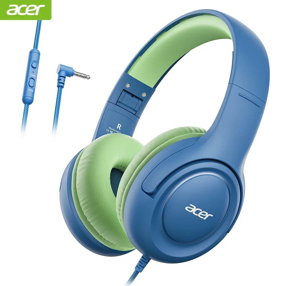 Acer HK03 Kids Bedrade hoofdtelefoon voor school 85/94dB Volumeregrenzer 3,5 mm jack Opvouwbare stereogeluid Headset voor meisjes Jongen Geschenken