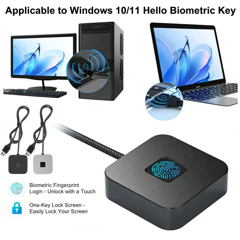 

Для Windows 10/11 устройство чтения отпечатков пальцев настольный USB-считыватель отпечатков пальцев-для Windows Hello/10/11 сканер отпечатков пальцев для ПК, FIDO2