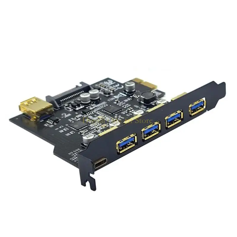 E06D USB Card Card 4 Ports + Type C + встроенный USB Extender PCI-E USB 3.2 RISER