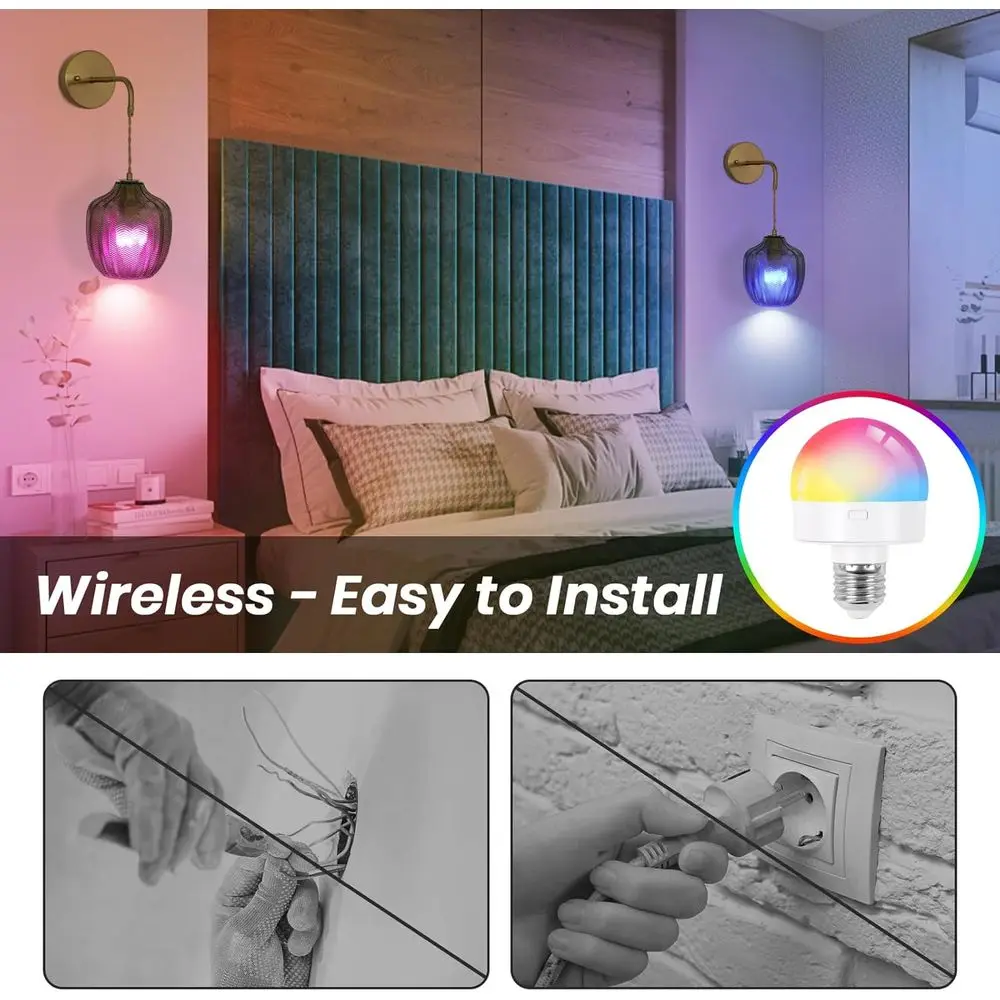 Zestaw 2 bezprzewodowych kinkietów RGB z możliwością ściemniania, zasilanych bateryjnie, sterowanych pilotem, nowoczesne do sypialni i salonów