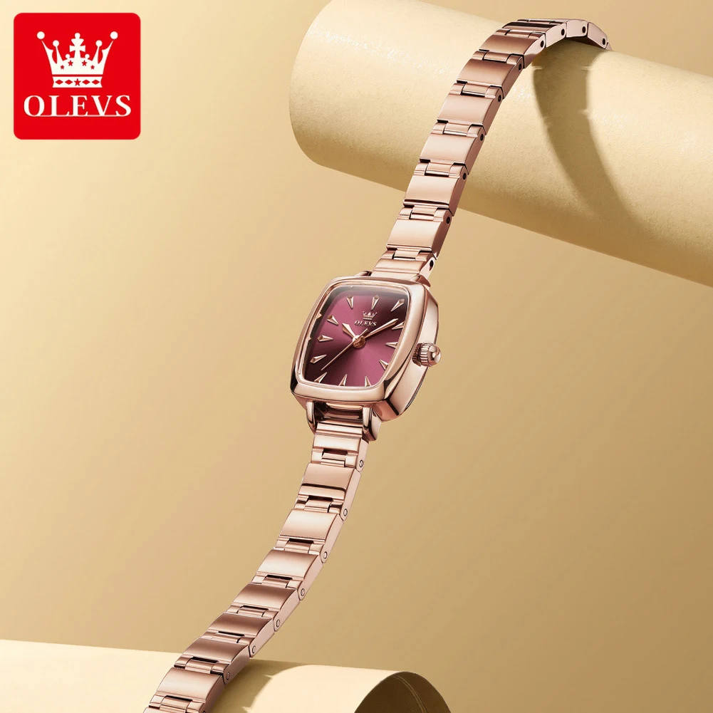 OLEVS 5695 Fashion Elegant Women's Quartz Watch Square Dial Waterproof Simple Classic Ladies Dress Wristwatch