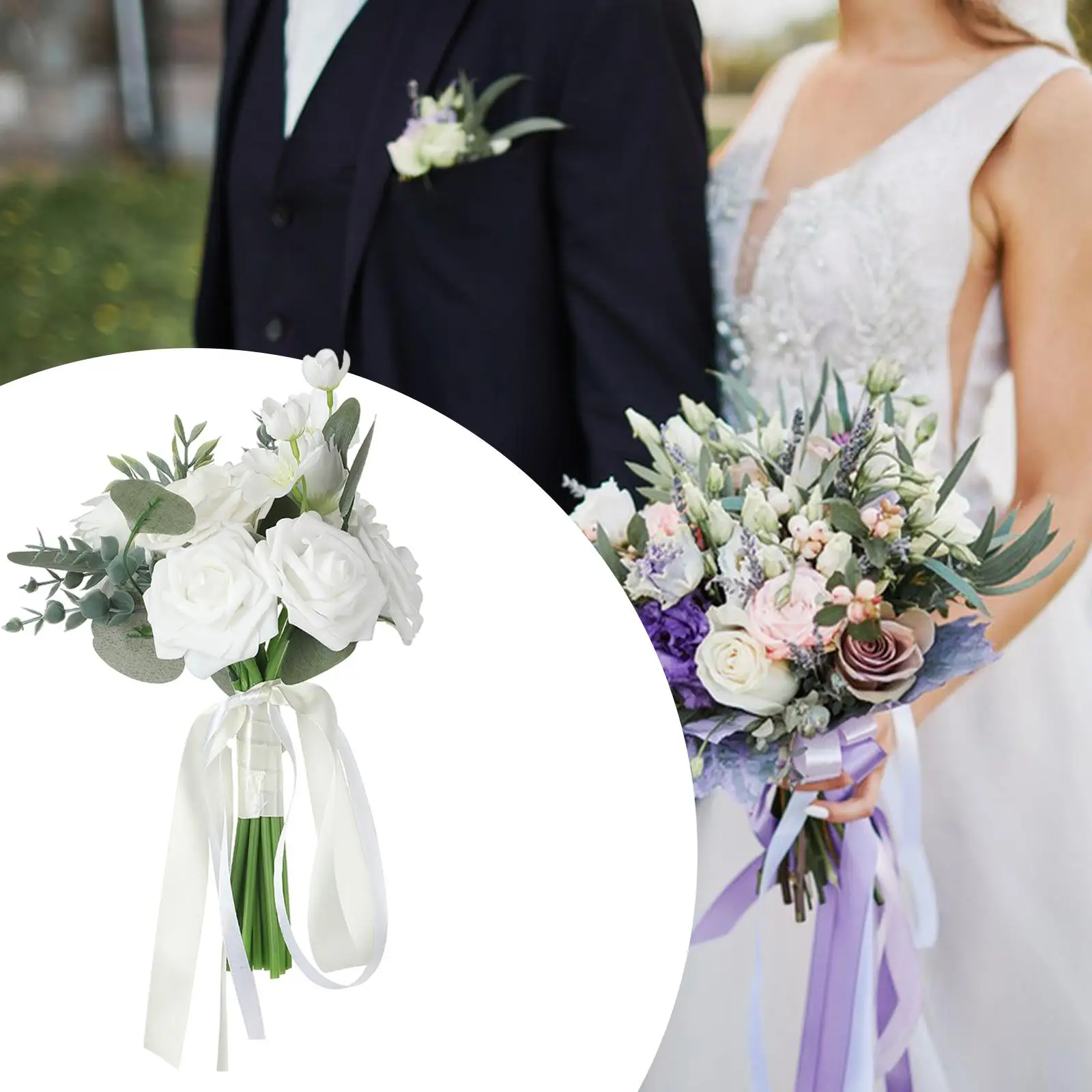 Wedding Bouquet Artificial Flowers Wedding Throw Bouquet for Confession Party Festival Ceremony Anniversary Wedding Centerpieces