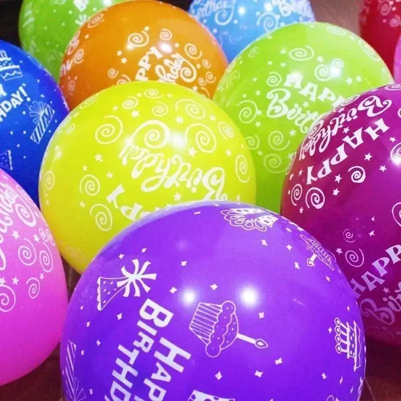 12 Inch Color Digital Birthday Balloon Letter Printed Happy Birthday Latex Balloon Birthday Party Balloon Birthday Scene Decor
