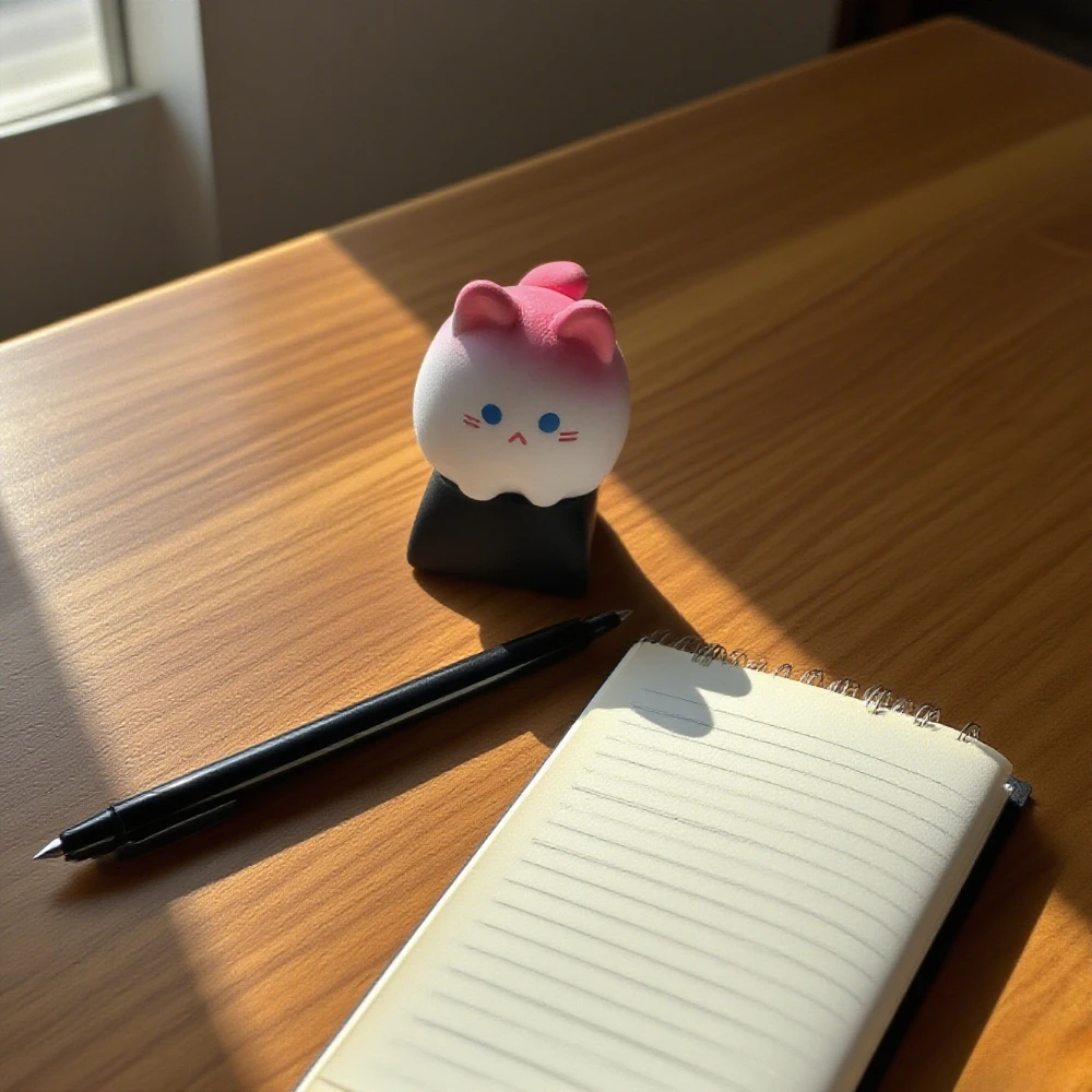 Kunci kucing lucu keycap kustom Keyboard Kawaii merah muda keycap Anime kartun kucing Artisan topi kunci untuk Keyboard mekanik aksesori permainan