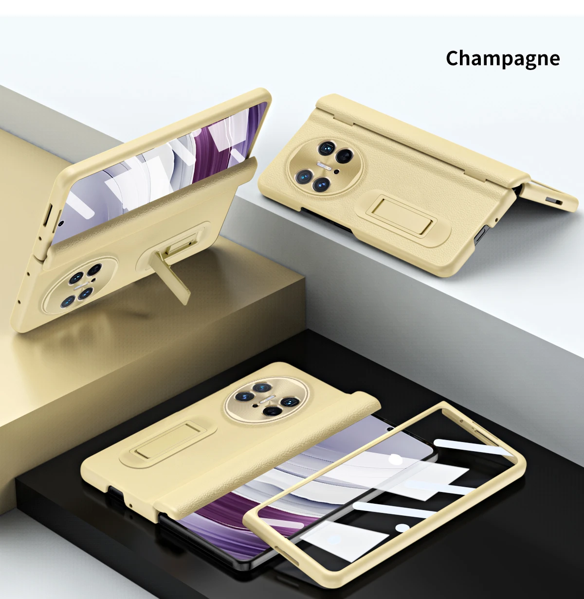 

For Huawei Mate X3 X5 5G Case Luxury Matte Leather Bracket Hinge Tempered Film All Inclusive Folding Shockproof Hard Back Cover