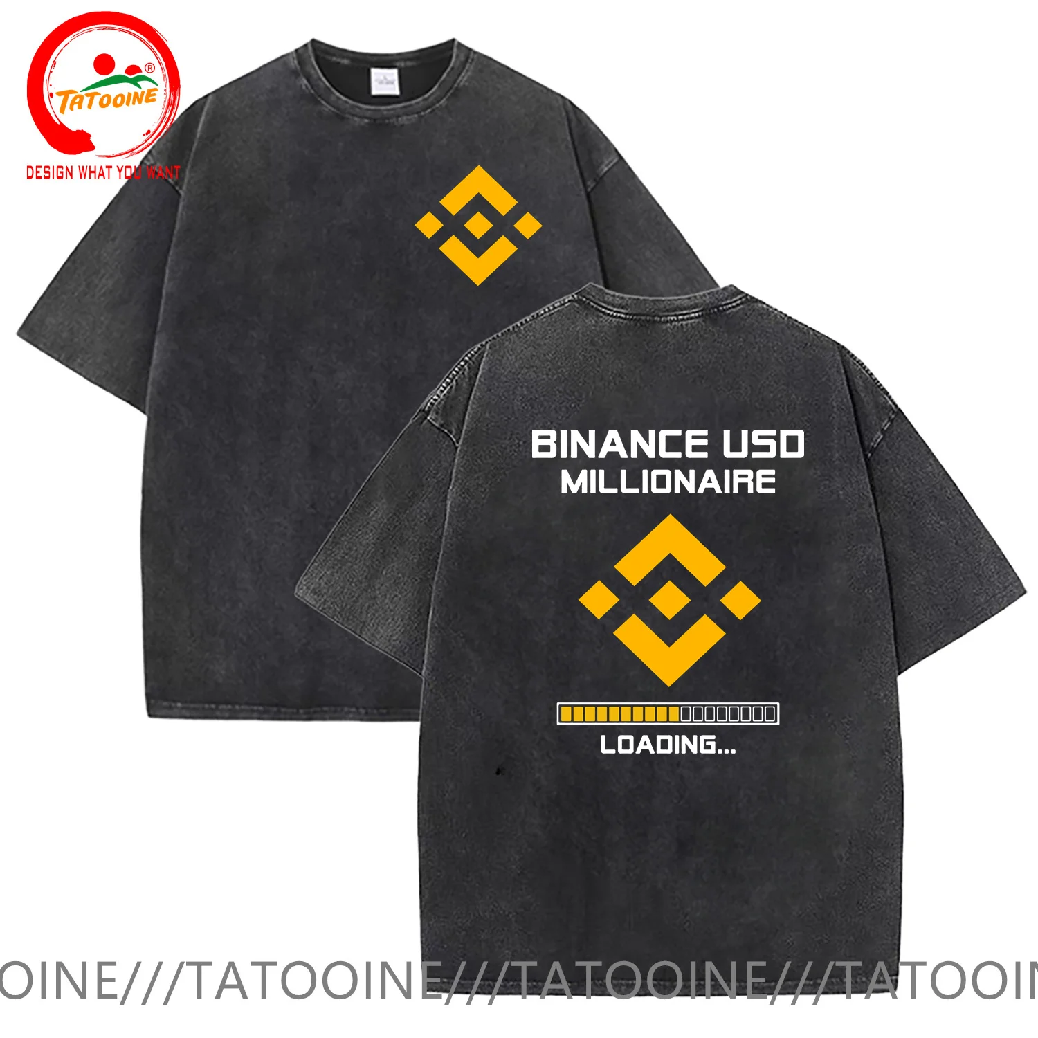 

Винтажная хлопковая футболка из стираного хлопка BINANCE USD BUSD Millionaire Loading Crypto Coin футболка для женщин и мужчин модная модная повседневная одежда