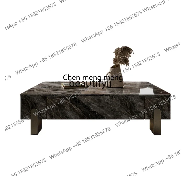 

xz1Stone Plate Coffee Table Designer Modern Light Luxury Villa Living Room Luxury Stone Square Tea Table