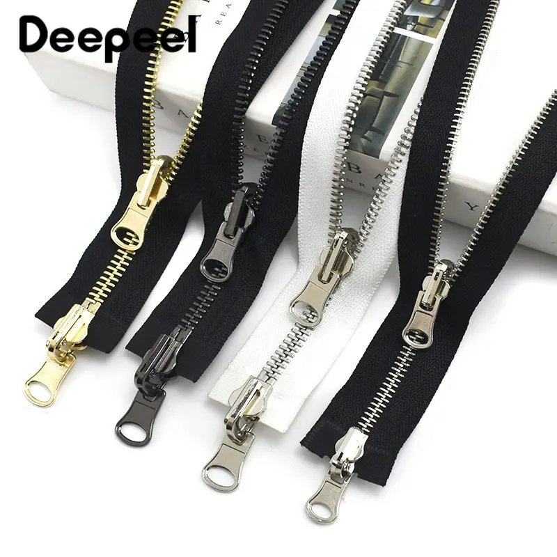 

1Pc 70-100cm 5# 8# Metal Zippers Double Sided Rotary Slider Open End Zip for Down Jacket Coat Clothing DIY Sewing Accessories