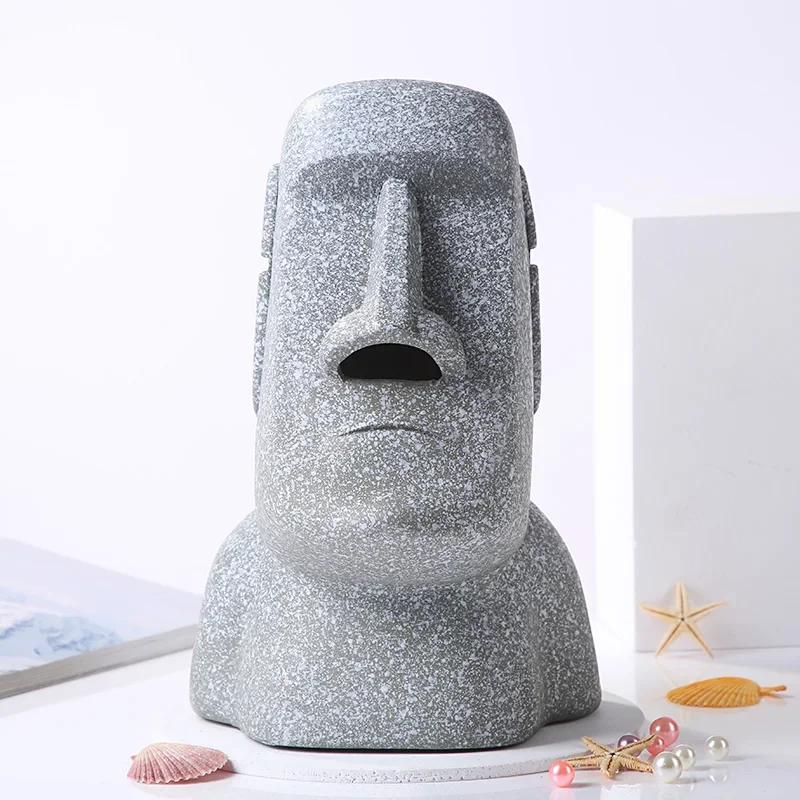 Easter Island Moai Napkin Holder Decorative Resin Stone Statue Paper Tissue Box Table Bust Totem Ornament Tourism Craft Homeware