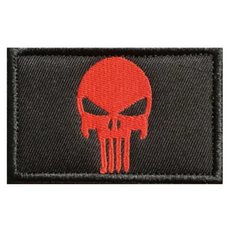 Punish Skull Embroidery Hook&loop Patch USA Flag Skull Morale Badge Multicam Tan Black Cranium Tactical Backpack Cap Attachments