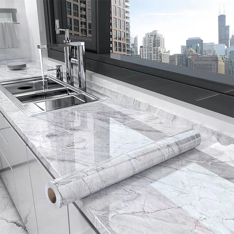 

55CM Kitchen Stickers Home Decoration Waterproof and Moisture-proof Self-adhesive Stove Countertop Oil Fume Marble Wall Stickers