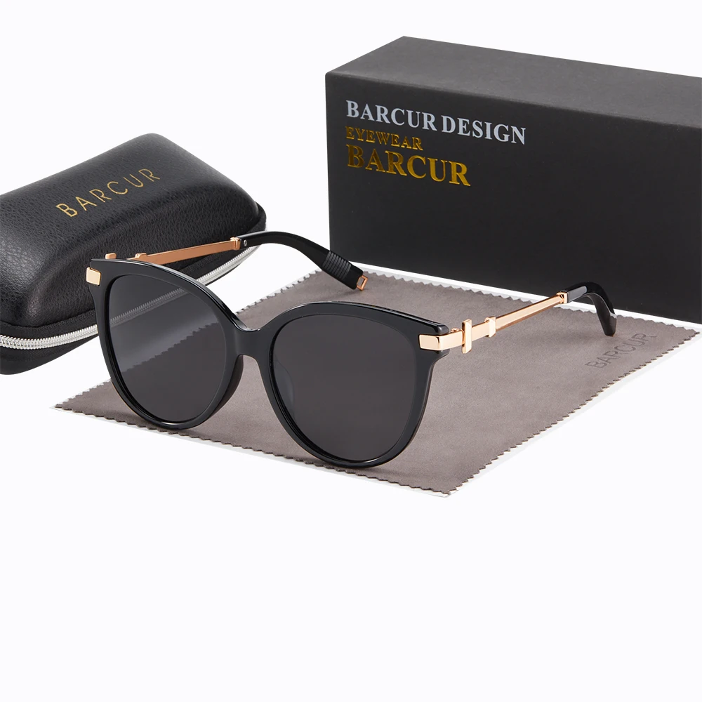 BARCUR Occhiali da sole da donna squisiti, lussuosi ed eleganti, montature Cat Eye, confezione del marchio Best Friend resistente ai raggi UV