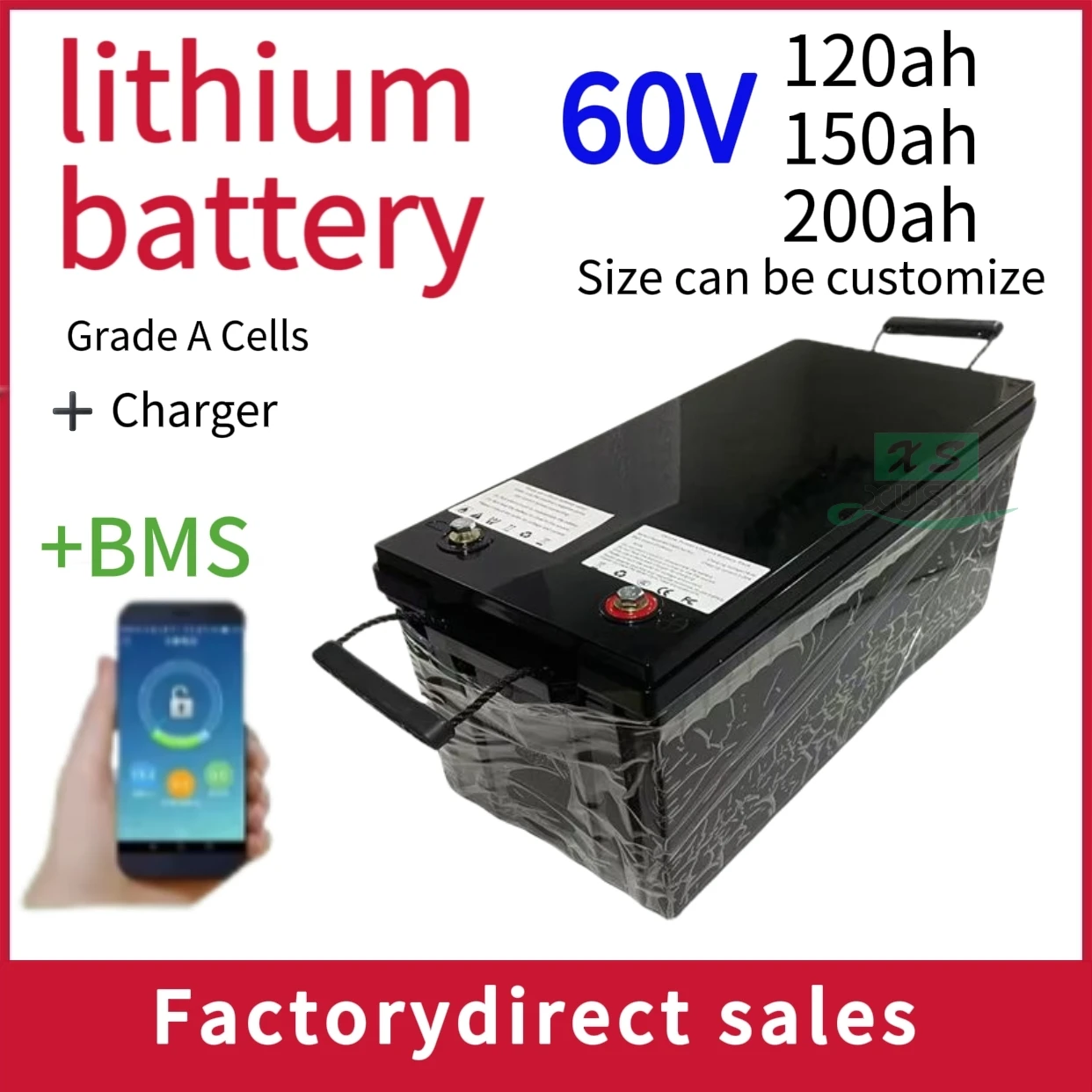 

waterproof lithium battery 60V 150AH li ion battery With BMS for 6000W scooter AGV demo Go Cart bike +10A charger