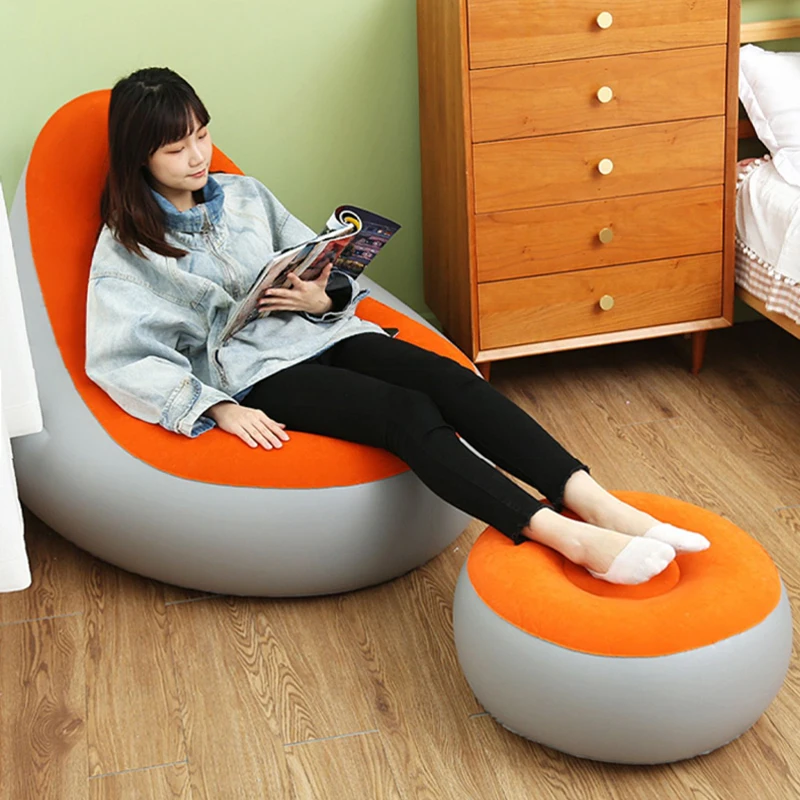 Inflatable Portable Sofa Folding Lazy Bean Bag Sofas Chair Pouf Puff Couch Tatami Living Room Footstool Inflatable Bed Set