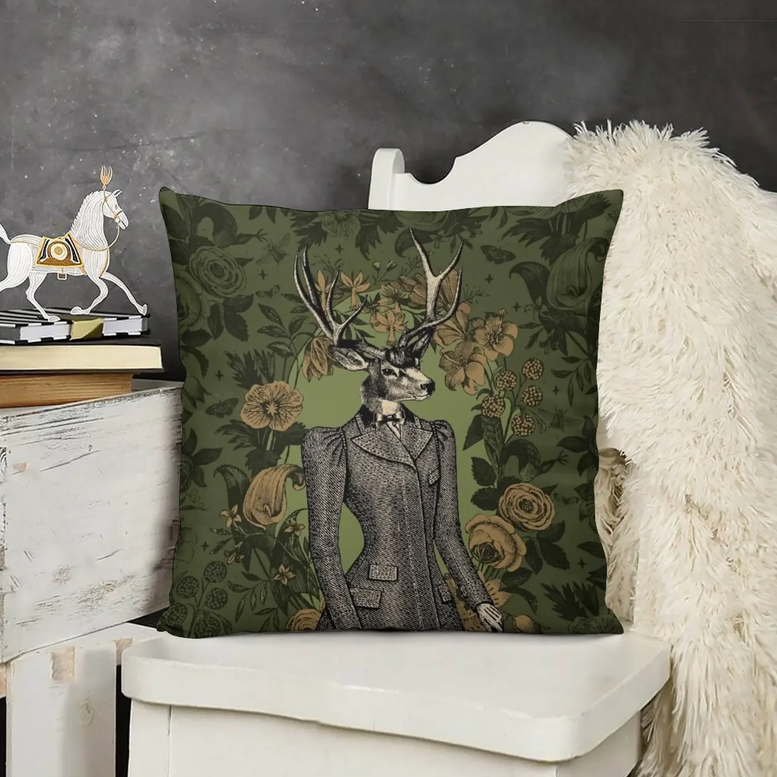 

Victorian Stag Throw Pillow home decor items Throw Pillow Covers sleeping pillows Christmas Pillowcase pillow
