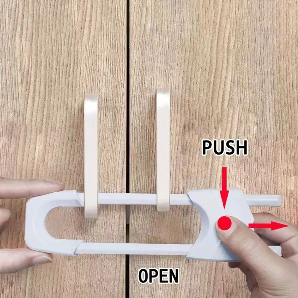 Children Security Protector Baby Double Door Cabinet Locks Protection Equipment Solid Color Slot Locks Straps Multipurpose