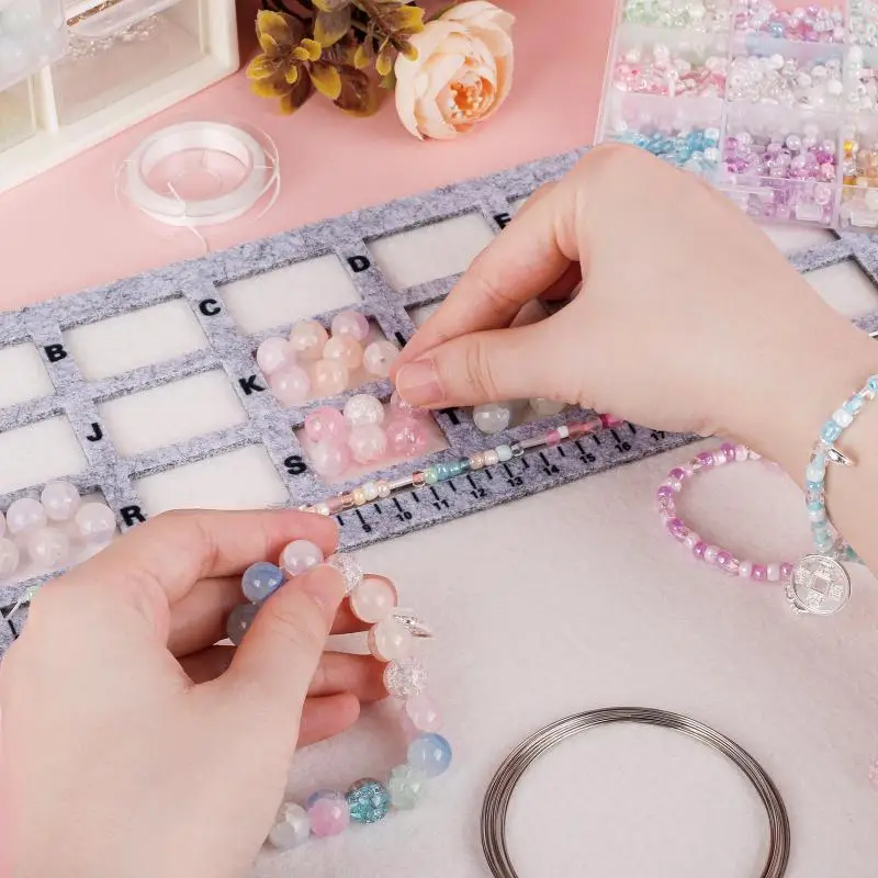 Non Slip Felt Beading Mat Boards with Alphabetic CM Scale  Bead Tray for Bracelet Necklace Earring Making Kit view 3