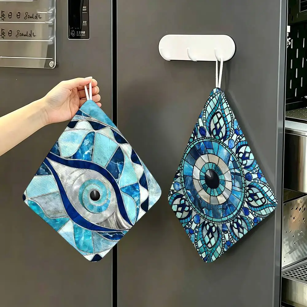 E-evil E-eye logo Polyester Cotton Hand Wiping Towel, Anti-shrink Hanging Kitchen Cloth for Household Cleaning