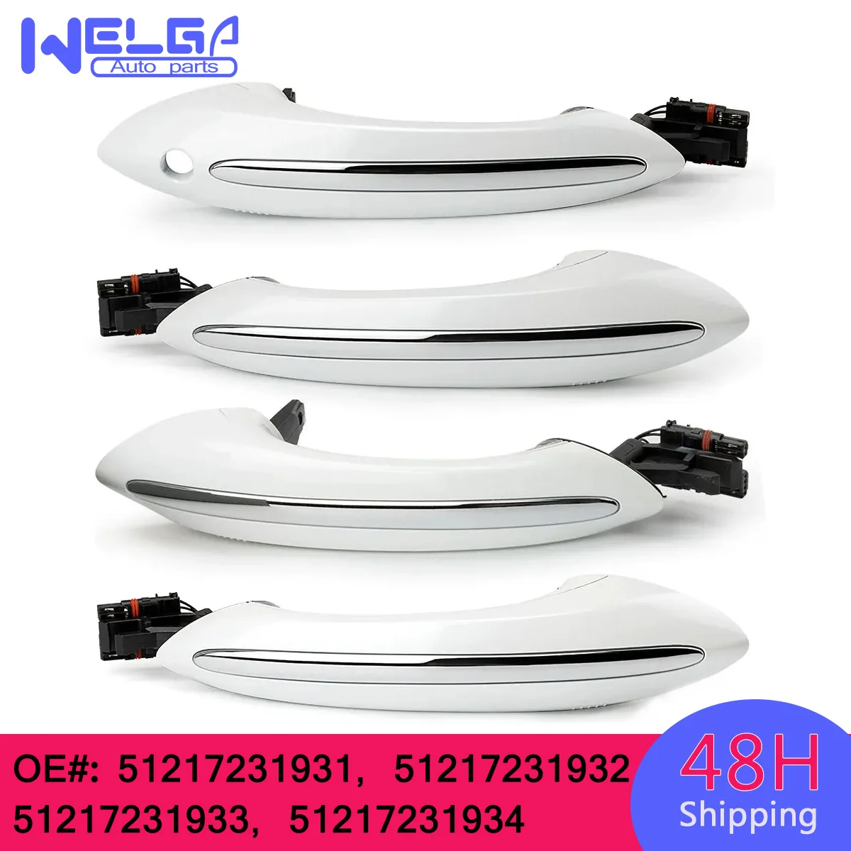 For BMW F07 F10 F06 F11 F01 F03 F04 White Front Left Car Door Handle Keyless Go 51217231931 51217231932 51217231933 51217231934