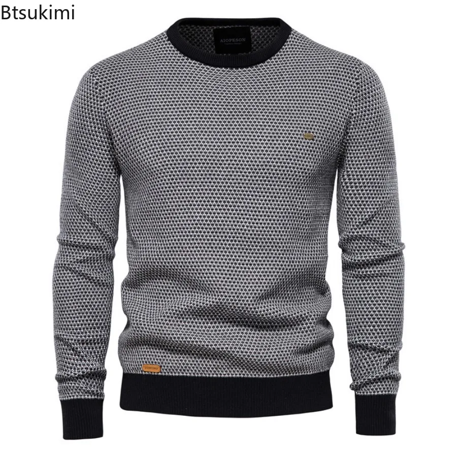 2025 Fashion Spliced Knitted Sweaters for Men Casual Warm O-neck High Quality Pullovers Autumn Winter Fashion Knitwear Tops Male