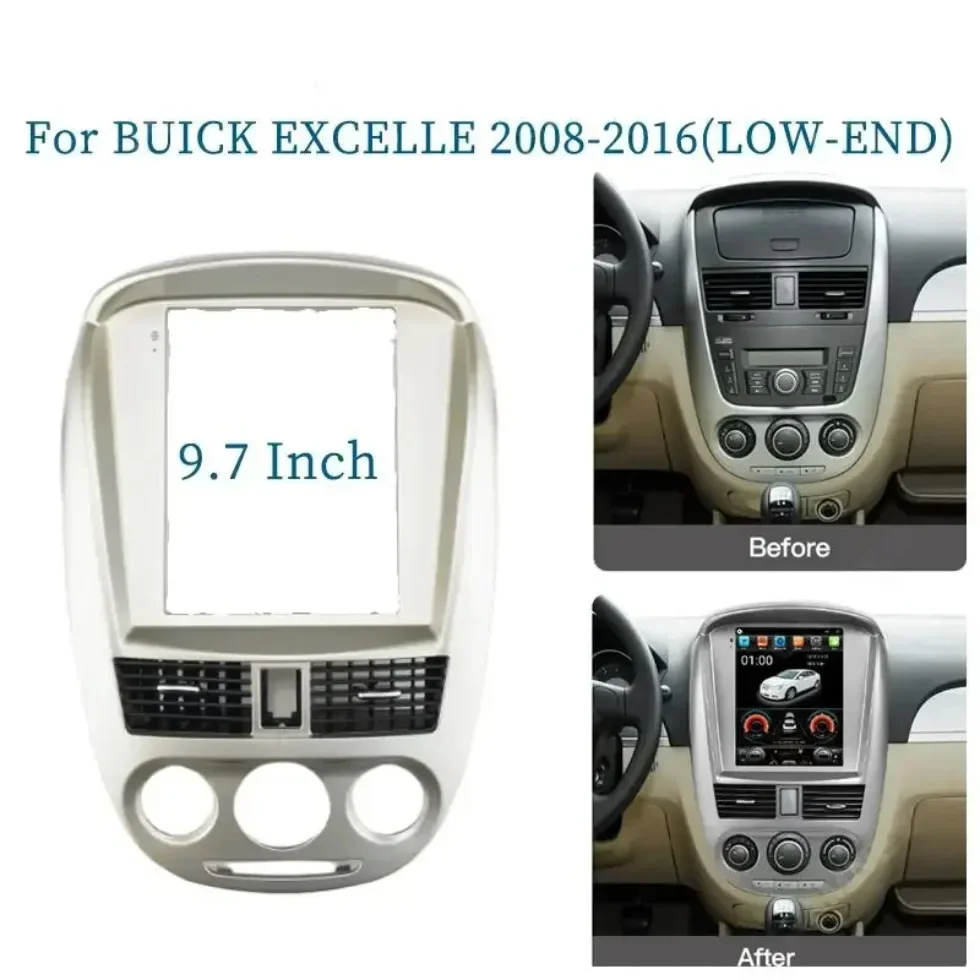 For BUICK EXCELLE 2008-2016 9.7 Inch 2 Din Car Radio Fascias Tesla Style Multimedia Frame Video Player Navigation DVD Panel Trim