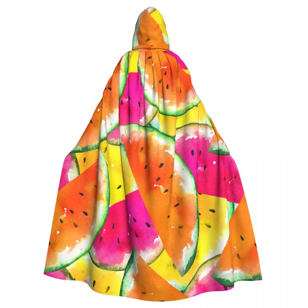 

Colorful Watercolor Watermelon Slices Adult Cloak Cape Hooded Medieval Costume Vampire Elf Purim Carnival Party