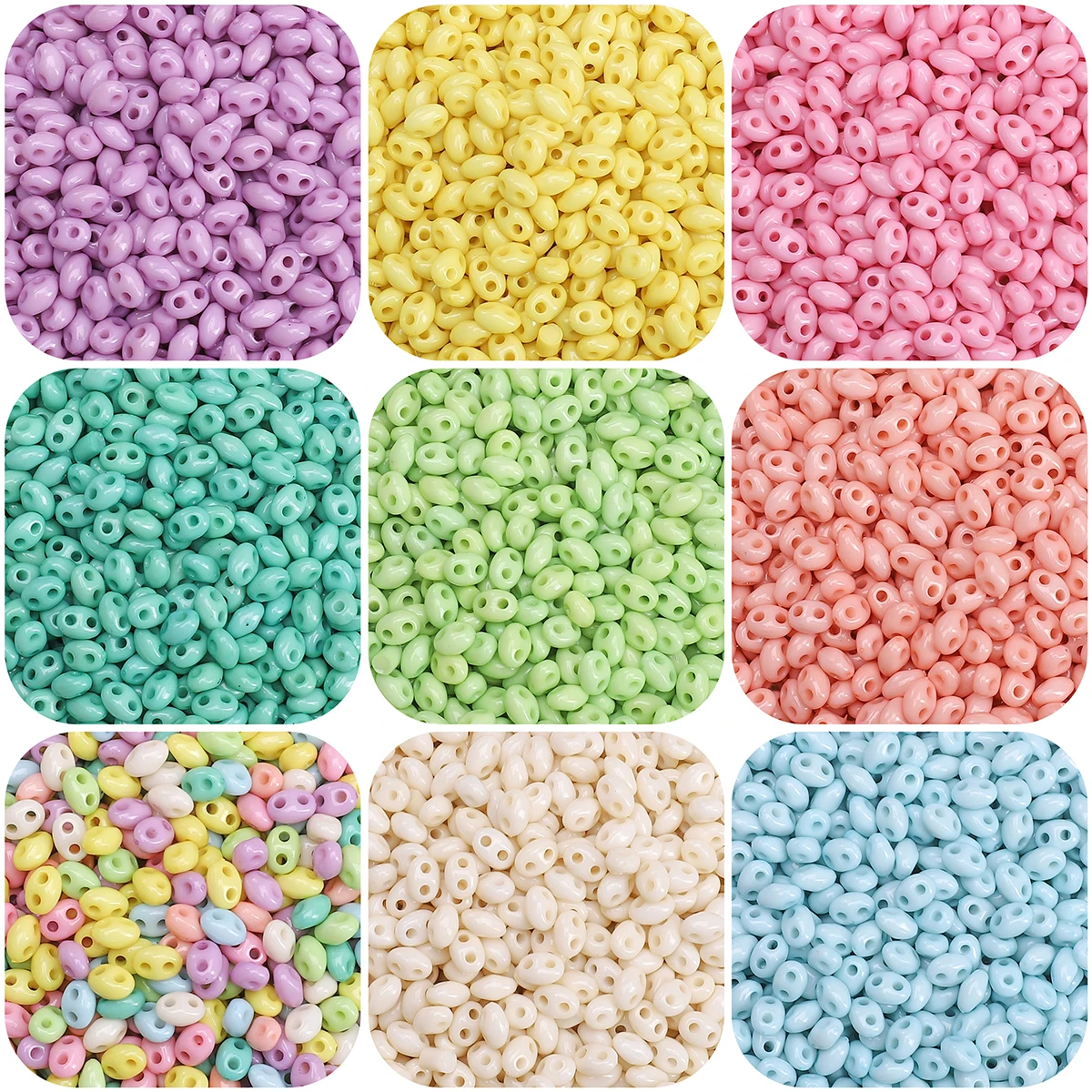 100/200pcs 6x4mm Cute Pig Nose Shape Beads Colorful Acrylic Beads for Jewelry Making DIY Accessories Necklace Loose Beads