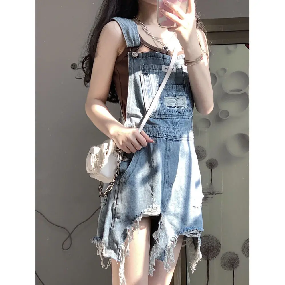 Pagliaccetti da donna Tute corte Strisce candeggiate personalizzate Stile occidentale professionale Navy Viaggio più alto più sottile Graffiti Staple