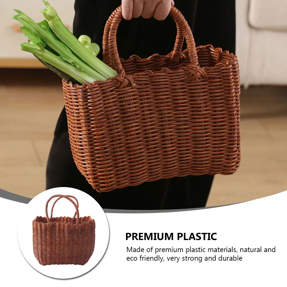 

1pc Creative Fruit Basket Brown Tote Storage Basket For Home Garden Kitchen Vegetable Holder Picnic Outdoor Flower Container