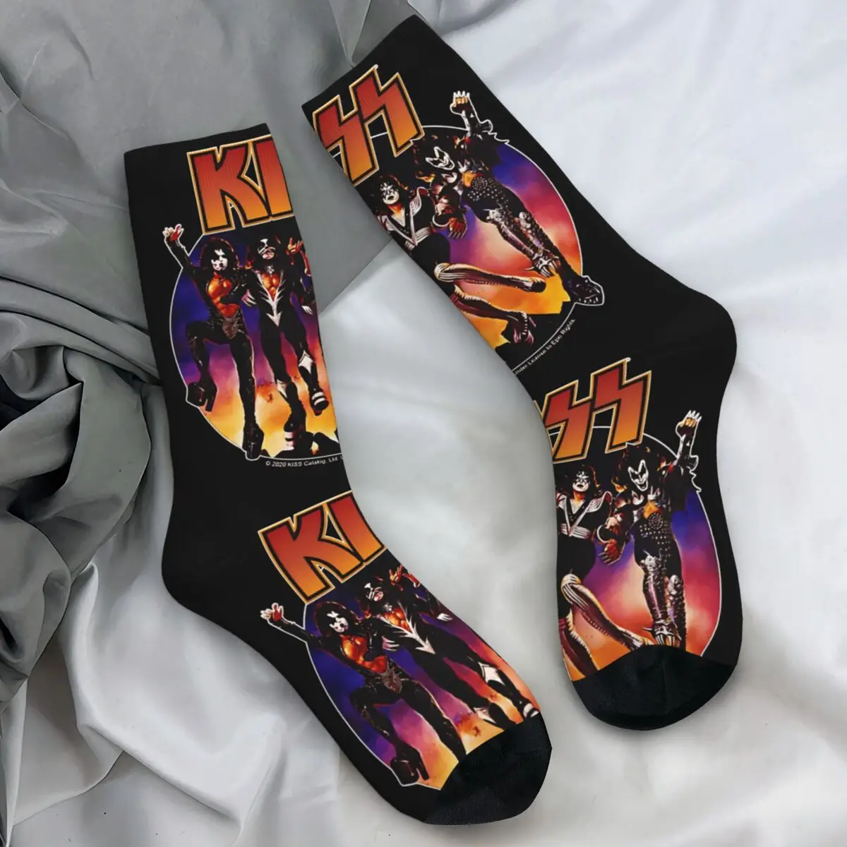 

KISS винтажные дизайнерские носки, зимние чулки, винтажные мужские мягкие носки, спортивные нескользящие носки для бега с принтом