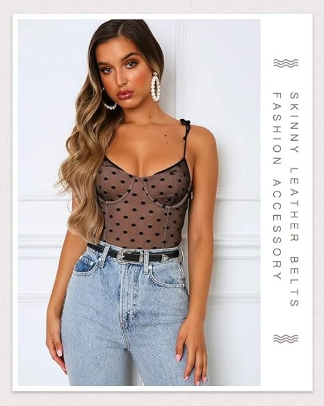 Trend ige Western Skinny Gürtel für Frauen verstellbarer dünner Hüftgurt aus Leder für Kleider mit Vintage-Schnalle