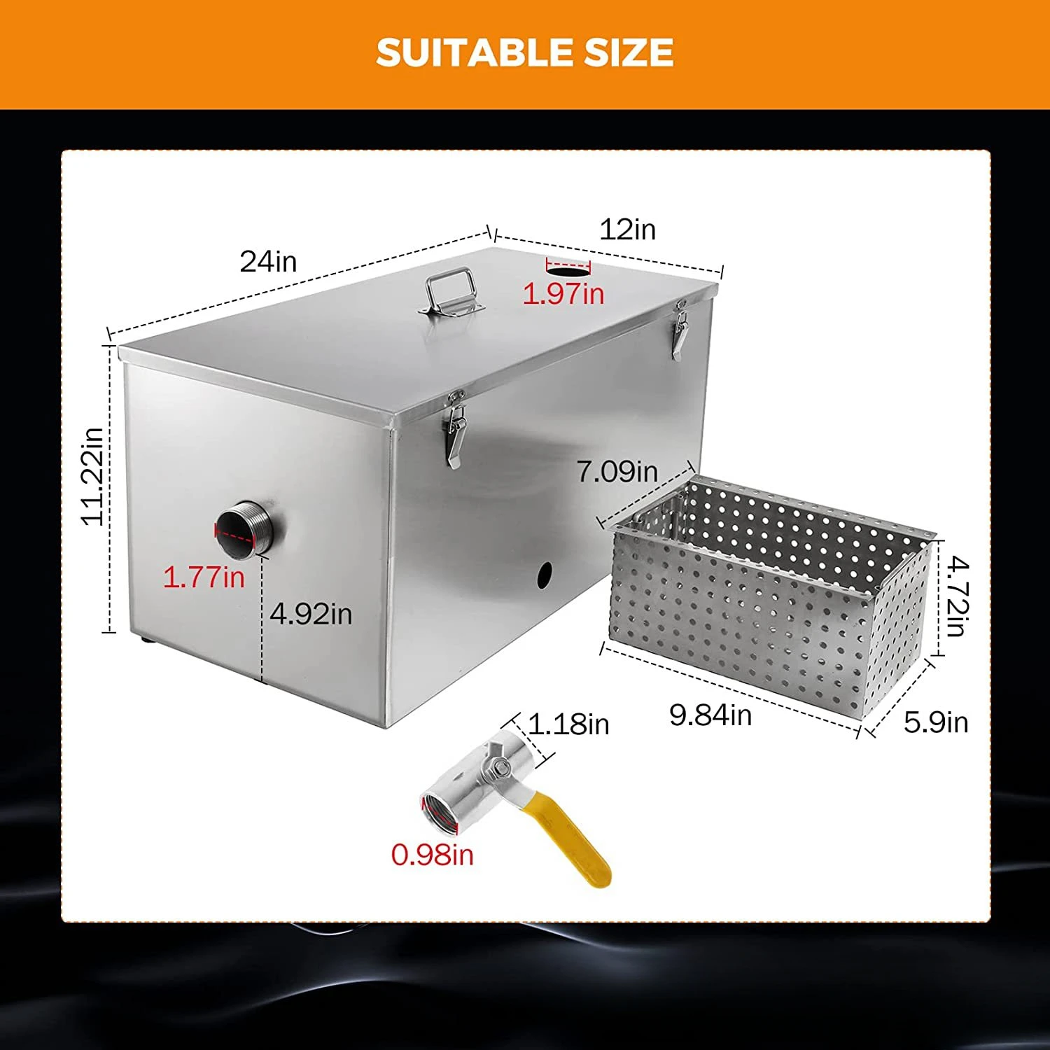 Kitchen catering stainless steel grease trap, sewage treatment equipment, oil and water separator