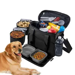 Travel Dog Bag Pet Travel Bag Kit Dog Carrier Travel Pet Travel Organizer Backpack With 2 Food Storage Containers And Bowls