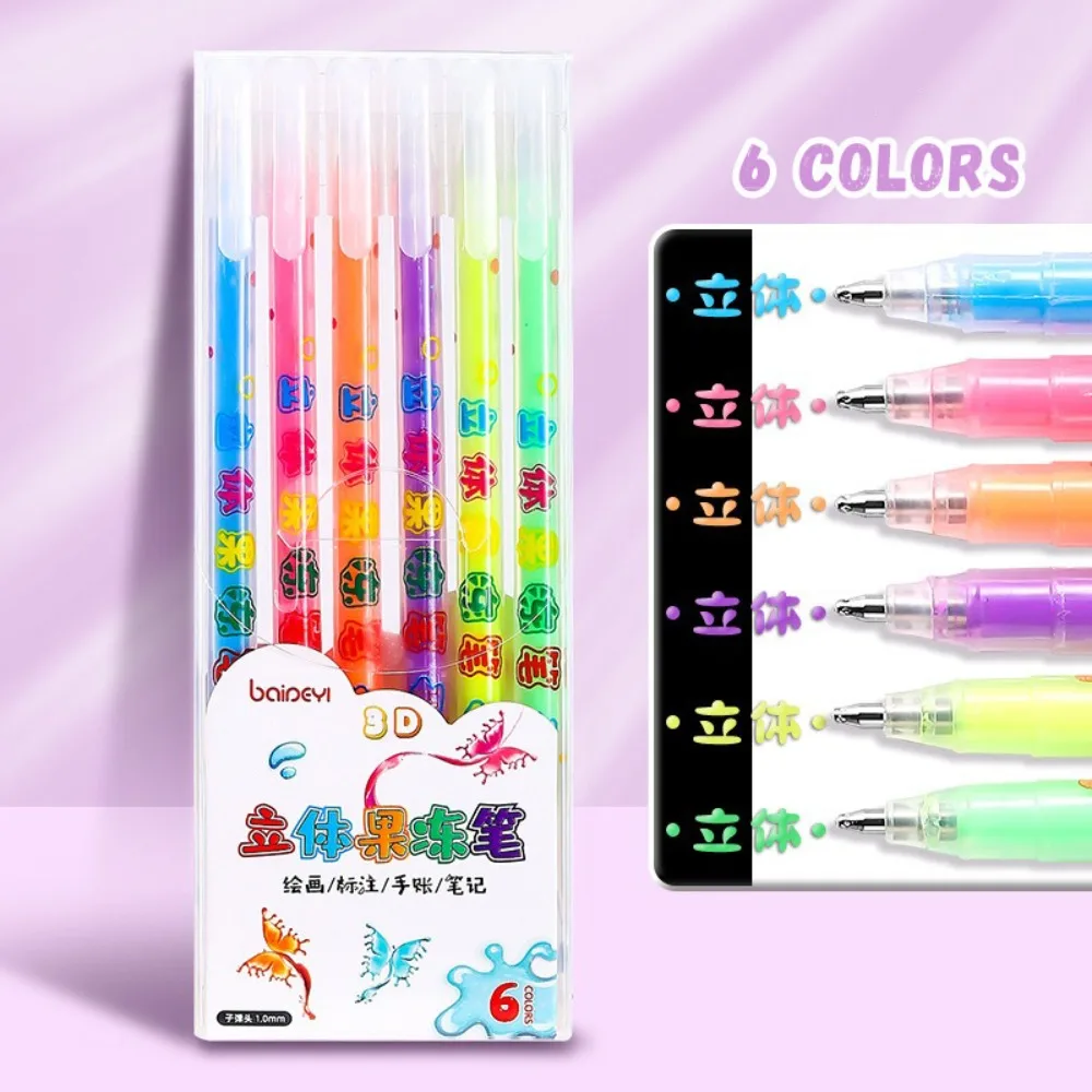 

6/12Colors Multi-color 3D Jelly Ink Pen Large Capacity Multipurpose Art Marker Pen DIY Handwriting Highlighter School Office