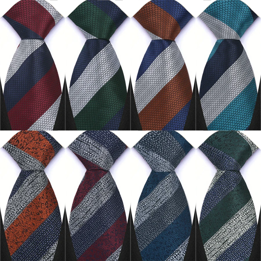 Neue gestreifte Krawatten für Männer Hochzeit 8 cm Krawatte für Bräutigam Anzüge Krawatten Junge Krawatte Gravata Jacquard Herren Krawatten Trauzeugen Geschenke