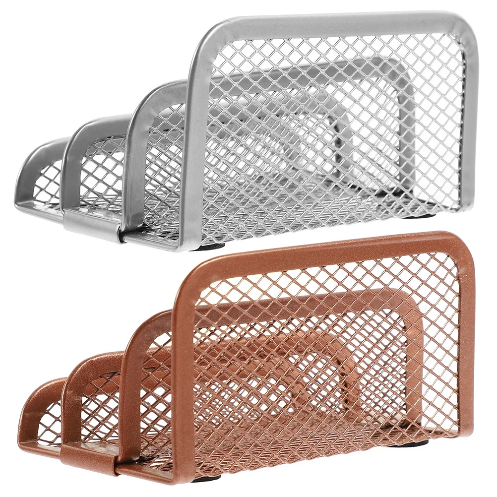 2pcs Metal Mesh Document Stand Book Holder For Office Desktop Storage Shelf Foldable File Tray Magazine Rack Household Organizer