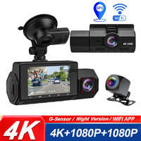 4K+1080P Dual Channel With WiFi GPS DVR Black box 3 Channel Dash Cam Front Inside Rear Three Way Car Dash Camera