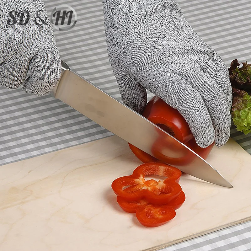 Grade 5 Cut Resistant Gloves Kitchen HPPE Scratch Resistant Glass Cutting Safety Protection Gloves For Chefs Gardeners