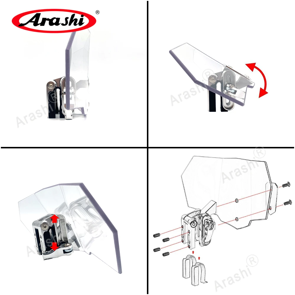 ARASHI PC Windscreen Spoiler Wind Deflector Adjustable Clip Extension Screen Len Motorcycle Accessories For SUZUKI GSX-R GSXR