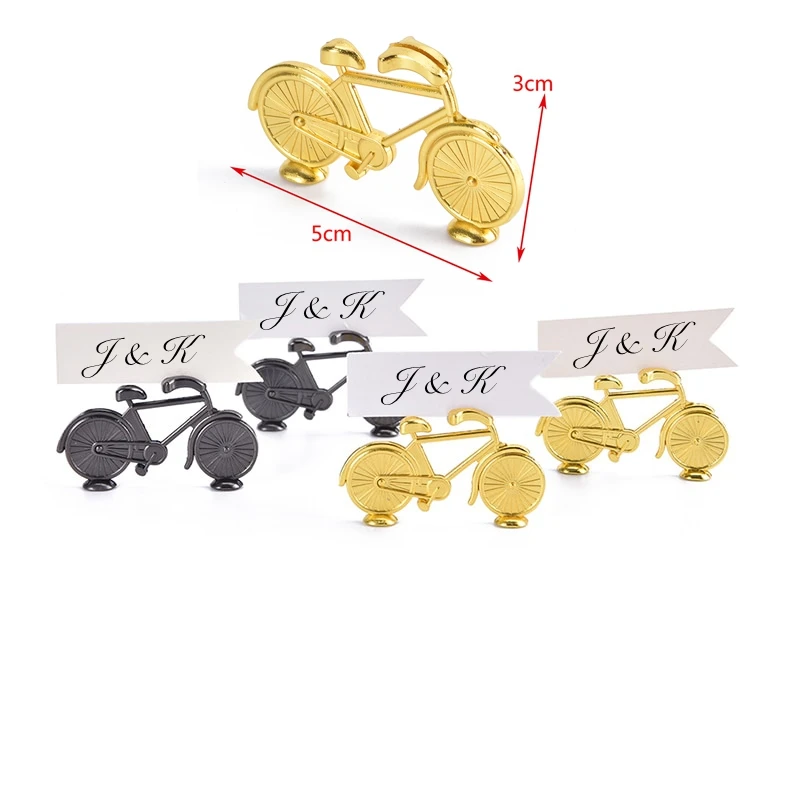 10-PCS Antique Mini Bicycle Place Card Holder Gold Bike Picture Holders Adventure Wedding Party Table Number Name Clip Stand