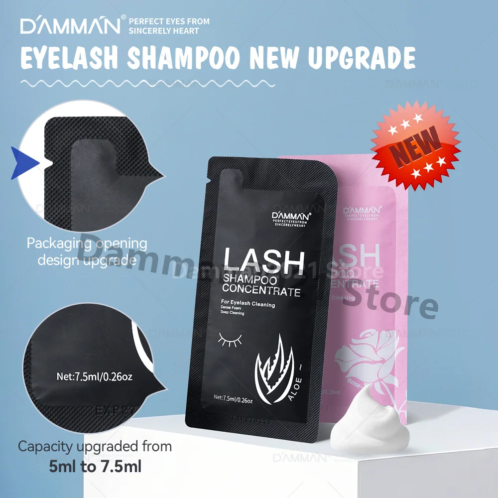 

7.5ml DAMMAN Lash Shampoo Foam for Eyelashes Extensions Gentle Cleansing Lash Shampoo Concentrated Eyelash Shampoo Makeup Tools