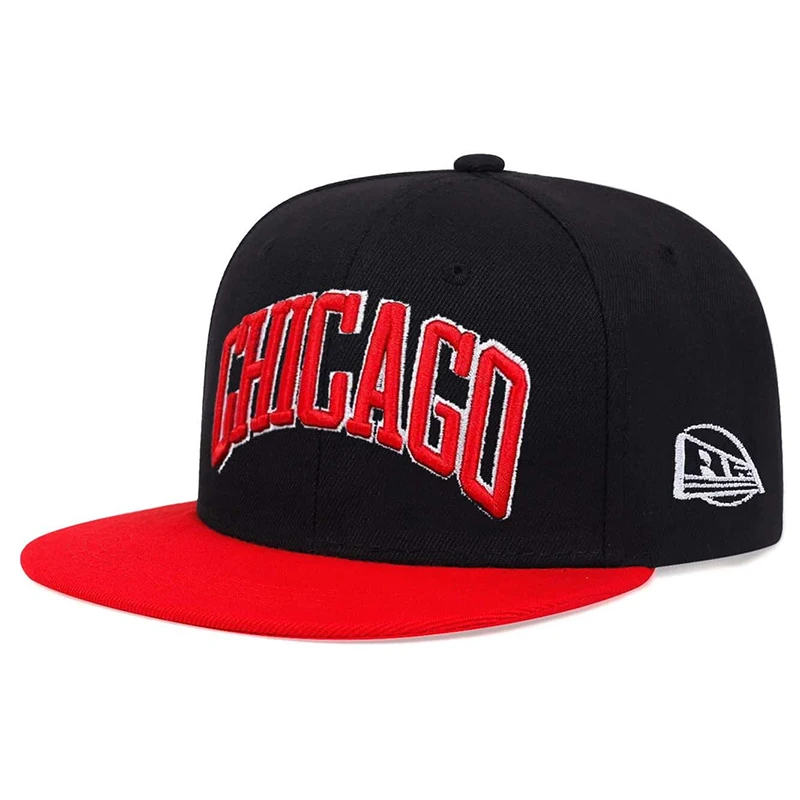 Unisex-Hip-Hop-Hüte mit Buchstaben-Chicago-Stickerei, für Frühling und Herbst, verstellbare, lässige Snapback-Baseballkappen, Sonnenschutzhut für den Außenbereich – Detail 6